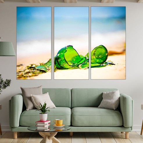 Счупена бутилка на пясъка - картина пано за стена - 2