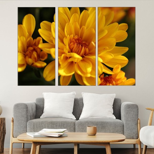 Близък план на жълта хризантема - картина пано за стена - 1