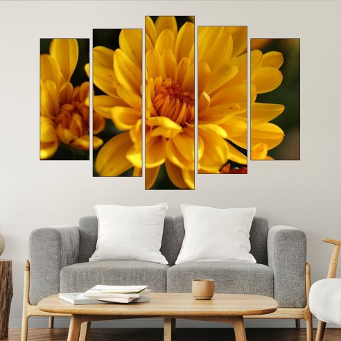 Близък план на жълта хризантема - картина пано за стена - 3