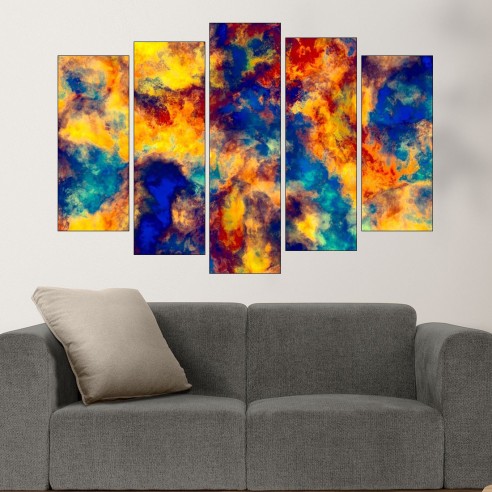 Абстрактна текстура в жълто и синьо - картина пано за стена - 3