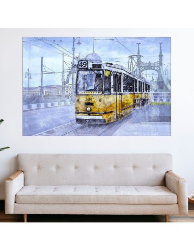 Илюстрация трамвай в Будапеща - картина пано за стена - 1