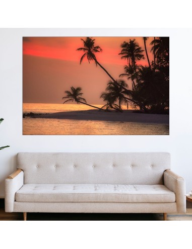 Остров с палми привечер - картина пано за стена - 1