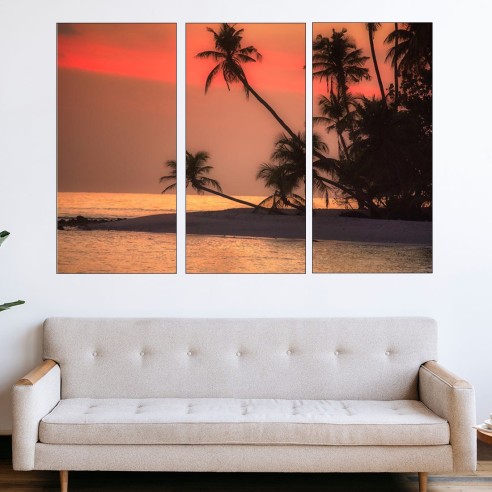 Остров с палми привечер - картина пано за стена - 2