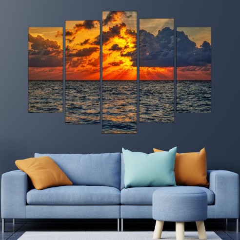 Уникален залез над океана - картина пано за стена - 3
