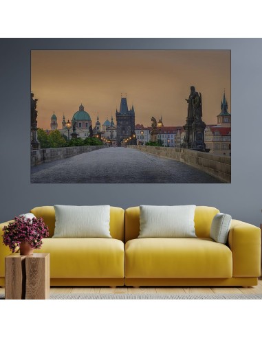 Мост в златна Прага - картина пано за стена - 1
