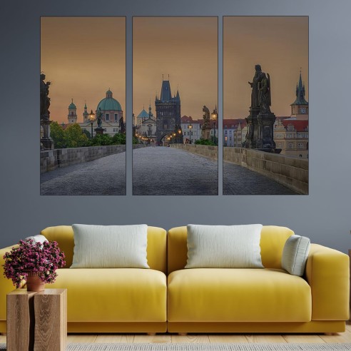 Мост в златна Прага - картина пано за стена - 2