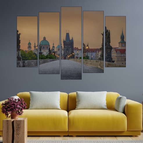 Мост в златна Прага - картина пано за стена - 3