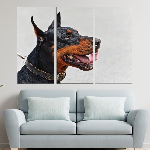 Близък кадър на доберман - картина пано за стена - 2