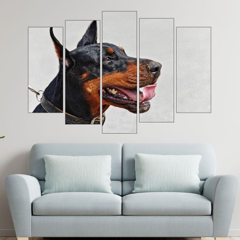 Близък кадър на доберман - картина пано за стена - 3