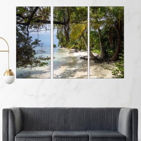 Карибски плаж с палми - картина пано за стена - 2