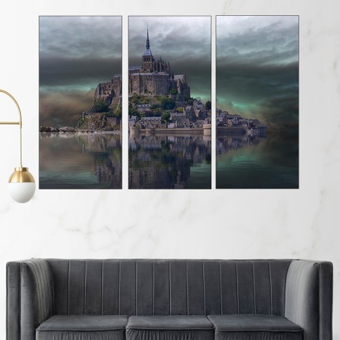 Замък върху малък остров - картина пано за стена - 2
