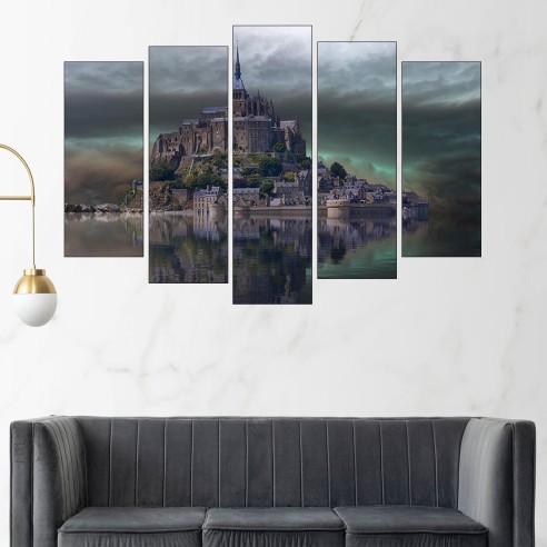 Замък върху малък остров - картина пано за стена - 3