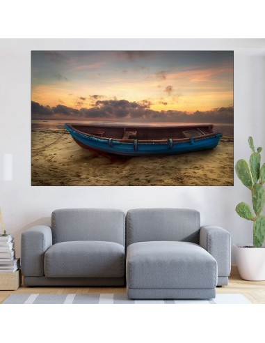 Самотна лодка на плажа - картина пано за стена - 1
