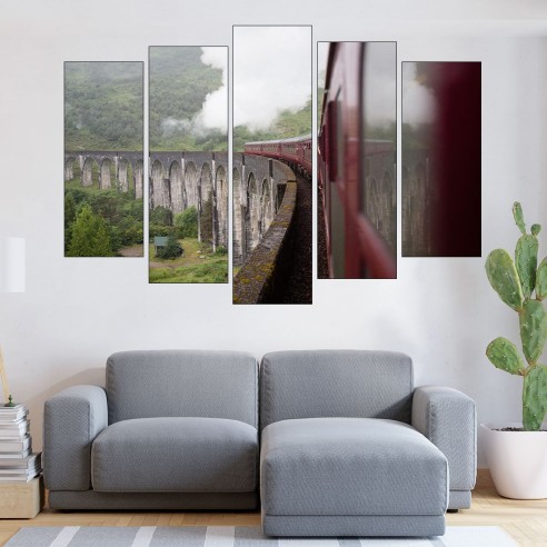 Минаващ влак по мост - картина пано за стена - 3