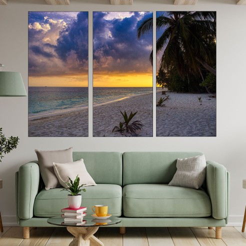 Самотен плаж в тропиците - картина пано за стена - 2