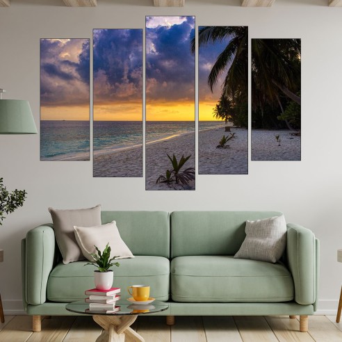 Самотен плаж в тропиците - картина пано за стена - 3