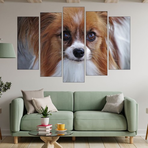 Потрет на замислен Папилон  - картина пано за стена - 3