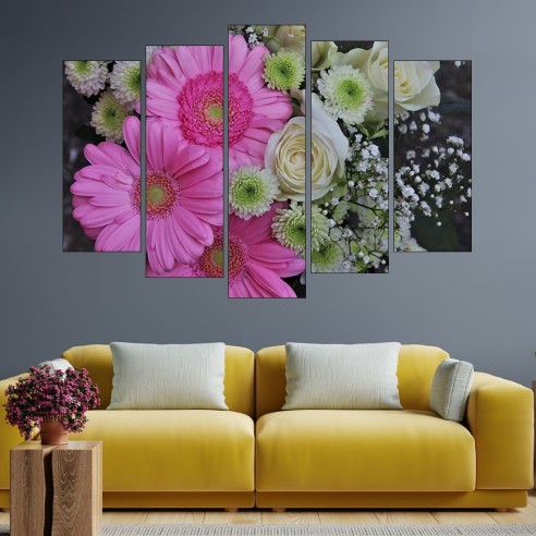 Красив букет от цветя  - картина пано за стена - 3