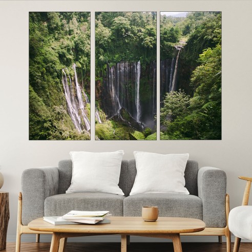 Водопада  tumpaksewu в Индонезия  - картина пано за стена - 2