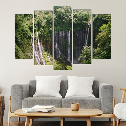 Водопада  tumpaksewu в Индонезия  - картина пано за стена - 3