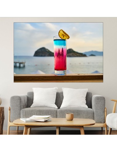 Коктейл с лимон на плажа - картина пано за стена - 1