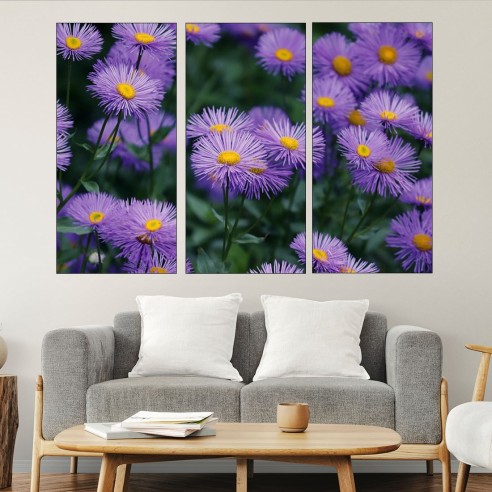 Виолетови астри - картина пано за стена - 2