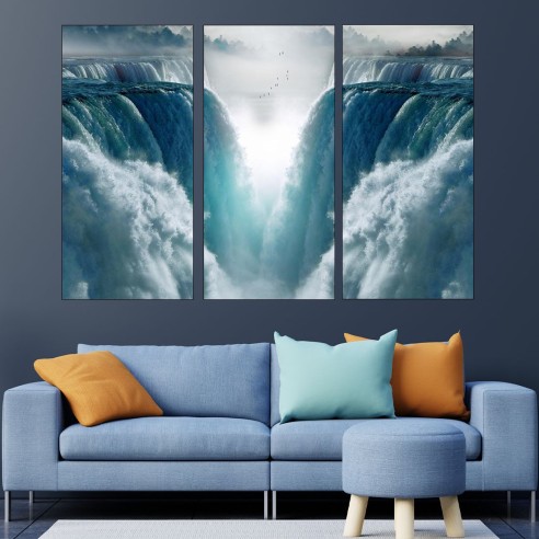 Пейзаж водопади  - картина пано за стена - 2