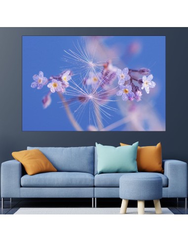 Пролетно цвете с роса - картина пано за стена - 1