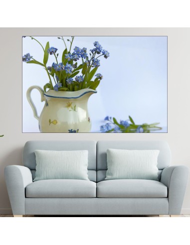 Сини пролетни цветя във ваза  - картина пано за стена - 1