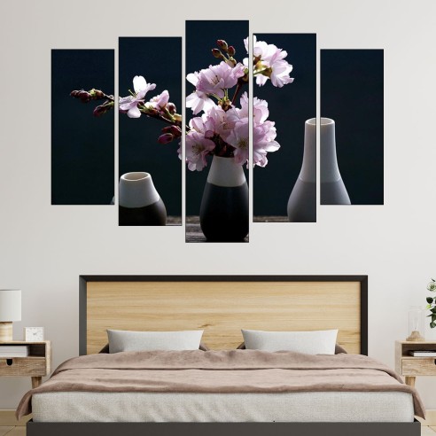 Вишнев цвят във ваза - картина пано за стена - 3