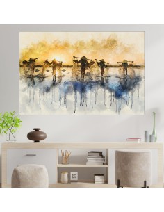 Акварел - рибари - картина пано за стена