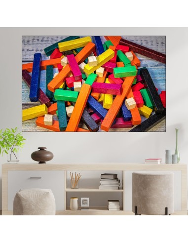 Многоцветни дървени пръчки  - картина пано за стена - 1