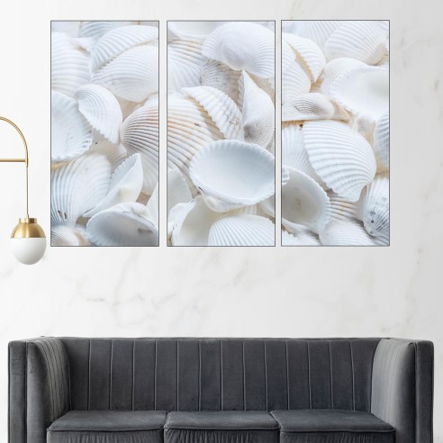 Бели черупки от миди  - картина пано за стена - 2