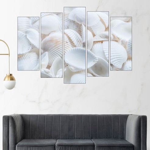 Бели черупки от миди  - картина пано за стена - 3