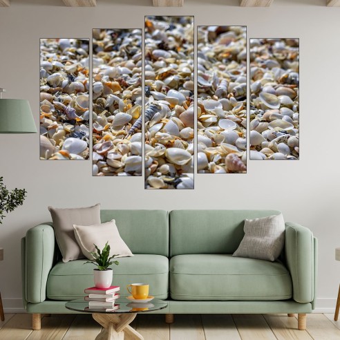 Мидени черупки на плажа - картина пано за стена - 3