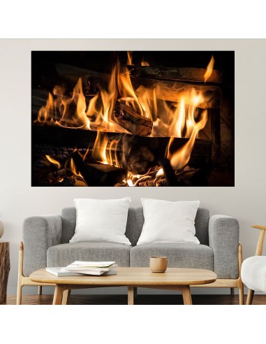 Огнен пламък в близък план - картина пано за стена - 1