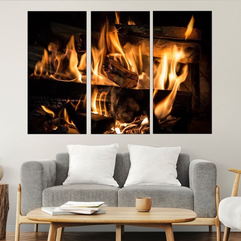 Огнен пламък в близък план - картина пано за стена - 2