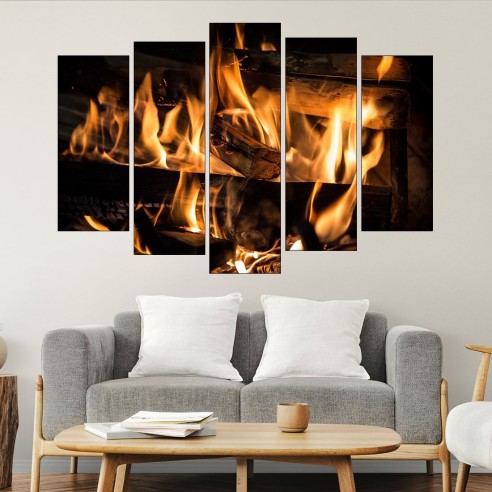 Огнен пламък в близък план - картина пано за стена - 3