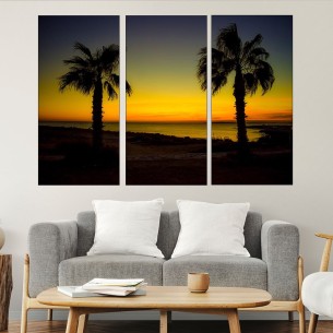 Палми по зелез слънце - картина пано за стена - 2 2