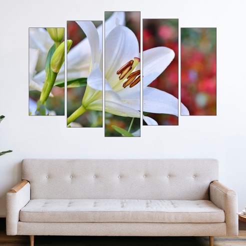 Близък план на бяла лилия - картина пано за стена - 3