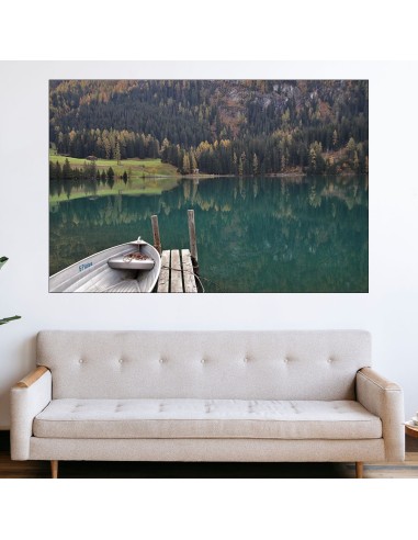 Алпите - лодка в езерото - картина пано за стена - 1