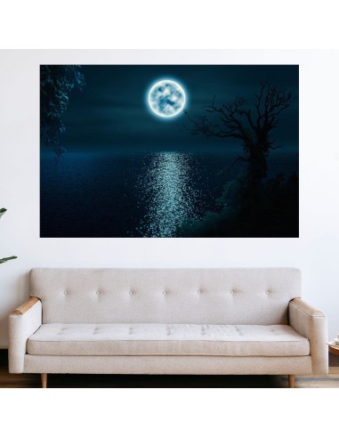 Лунна пътека през езерото - картина пано за стена - 1