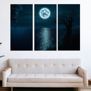 Лунна пътека през езерото - картина пано за стена - 1 2