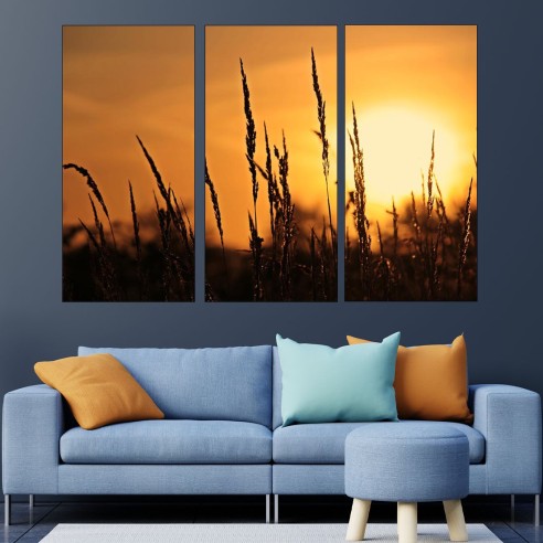 Залез над ливада - картина пано за стена - 2