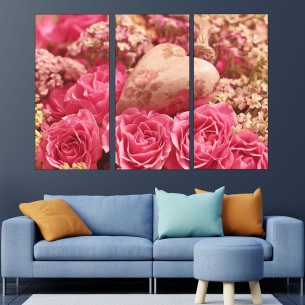 Рози и сърце - картина пано за стена - 1 2