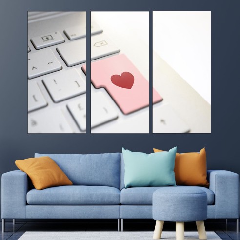 Клавиатура с бутон сърце - картина пано за стена - 2