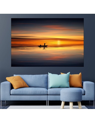 Риболов по залез слънце - картина пано за стена - 1