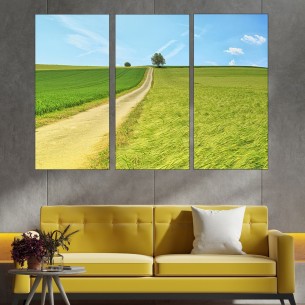 Черен път в полето - картина пано за стена - 1 2