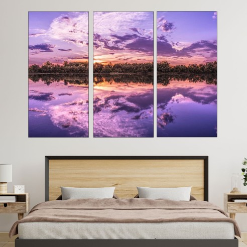 Езеро с лилави води - картина пано за стена - 2