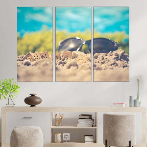Лято е! Всички на плажа - картина пано за стена - 1